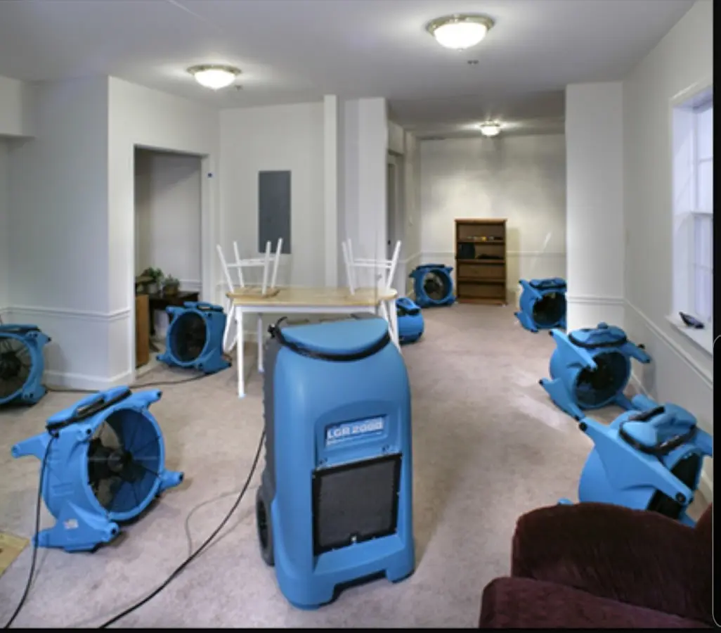 Air movers and dehumidifier setup for Water Extraction & Removal in Windcrest
